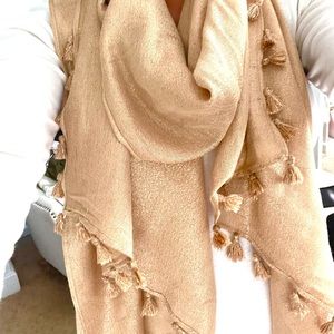 Lilly Pulitzer -  gold/ almond  Lana Scarf with mini tassels